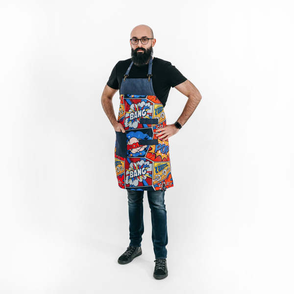 Zástěra Bang – kuchařská zástěra s komiksovým motivem