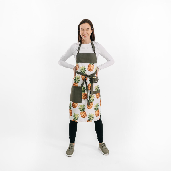 Zástěra Pineapple – kuchařská zástěra s tropickým ananasovým vzorem