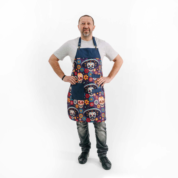 Zástěra Calavera – kuchařská zástěra s mexickým motivem
