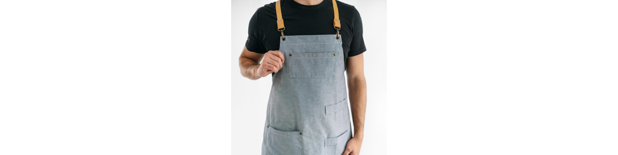 Leather aprons and aprons with leather straps
